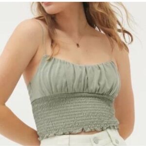 Urban Outfitters Green Smocked Crop Top | S